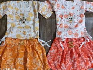 Girls' Floral Top and Skirt Set New