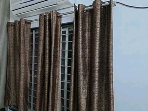 Brown Curtain Set- Silk, Elegant Window curtains
