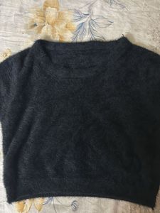 Cozy Black Wool Crop Top | Warm &amp; Stylish | Lightl