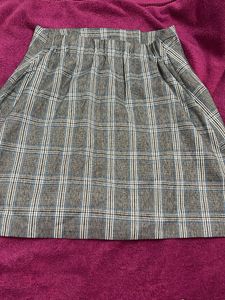 Checked Button Front Mini Skirt