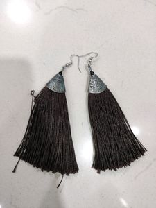 Brown Tassel Pattern Earrings