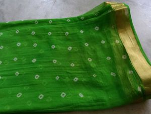 Without Blouse Parrot Green Saree