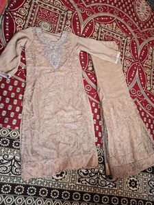 Elegant Beige garara Kameez Suit