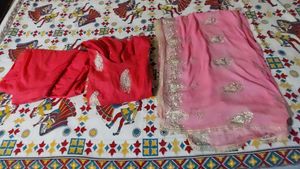 Red Embroidered Kurta Set