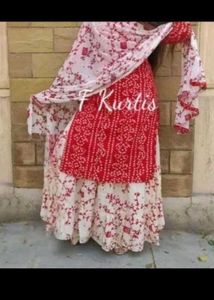 Red &amp; White Ethnic Print Dress
