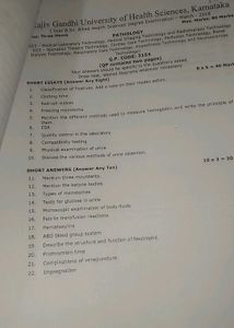 Pathology Question Papers Qp Code 3154 Rajiv Gandh