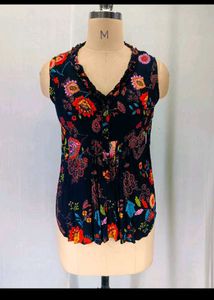 New Multi Color Floral Print Sleeveless Top