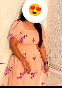 Peach Floral Embroidered dress