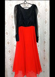 Black Red Frock (L)size)(Long Sleeves Full Length)
