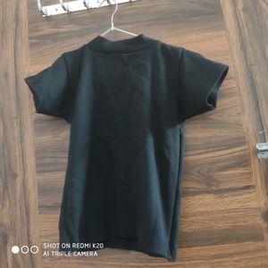 High Neck Black Ribbed Top