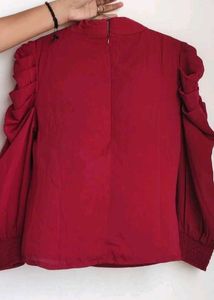 Burgundy Ruched Sleeve Top