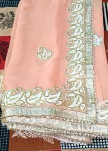 Peach Embroidered Saree