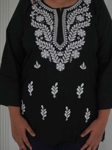 Black Chikankari Handwork Short Kurti