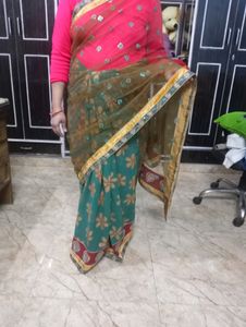 Double Shades Saree With Net Palla