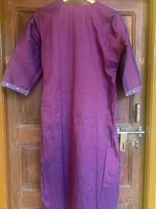 Purple Embroidered Kurti Set