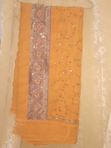 Mustard Heavy Work Saree