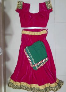 PINK VELVET LEHENGA CHOLI🩷