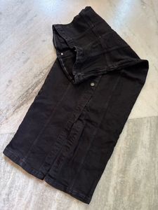 Zara Woman Denim Bustier Black Strapless Dress