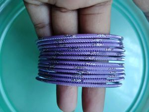 Purple Bangles &amp; Hair Tie Set