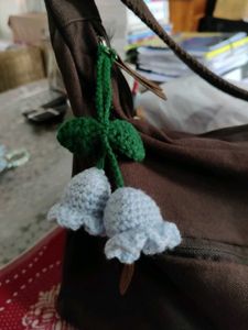 Blue Crochet Lily Of The Valley Flower Keychain