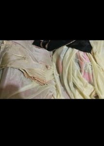 Beutiful White Black Saree With Blouse
