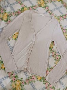 Beige  Ribbed Basic fitted Top