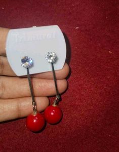 Red Ball Drop Earrings