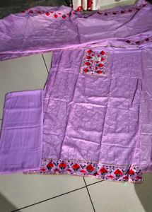 Lavender Colour Cotton Silk Suit