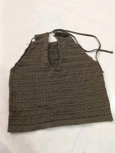 Textured Olive Halter Top