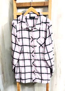Light Pink Chek Design Cotton Shirt Size-46