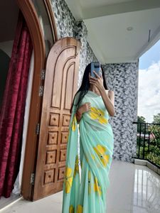 Hand Painted Chiffon Saree