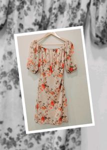 PEACH DISTY PRINTED DRESS