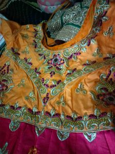 Orange &amp; Pink Embroidered Lehenga Choli