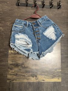 Blue Highwaist Denim Shorts