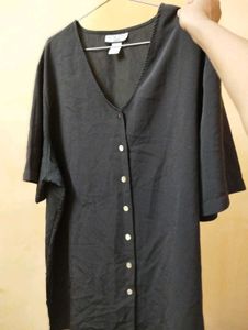 Vintage Black Button-Down Tunic