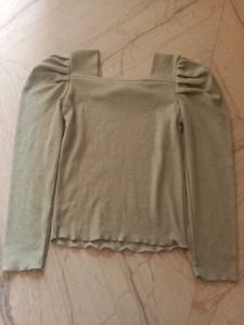 Olive Green Puff Sleeve Top