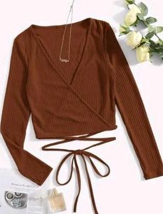 Brown Wrap Crop Top