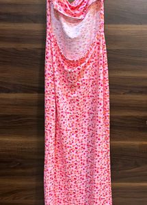 Pink Flower Print Maxi Dress