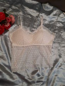 White Polka Dot Lace Cami