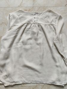 Off White Full Sleeves Top For Women