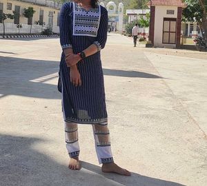 Beautiful Blue White Lineing.. Kurta Set..