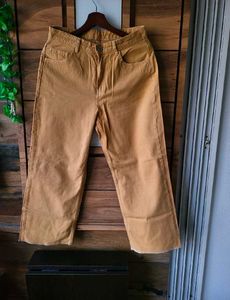 Trendy Khaki Wide Leg Jeans