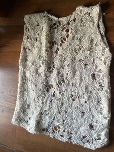 White Floral Lace Vest