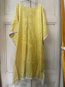 YELLOW BANDHEJ KAFTAN KURTI