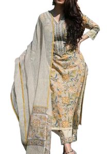 Printed With Lace Work Kurta Set