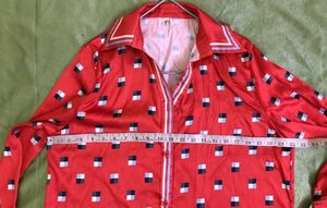 Red Square Print Shirt Satin