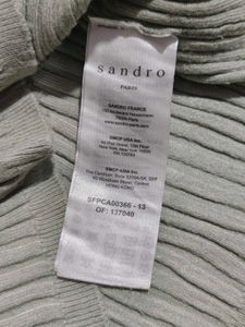 Sandro Lalie Ribbed Cardigan In Green