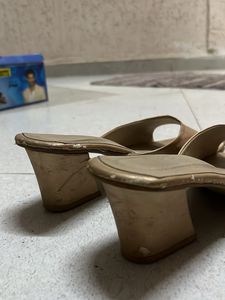 Gold Square Toe Mules