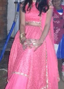 1 Day Offer 650 Designer Orange Crop Top Lehenga &amp;dupatta Golden Lass