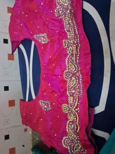 It Is Shimmer Rani Pink Double Shade Work Saree
